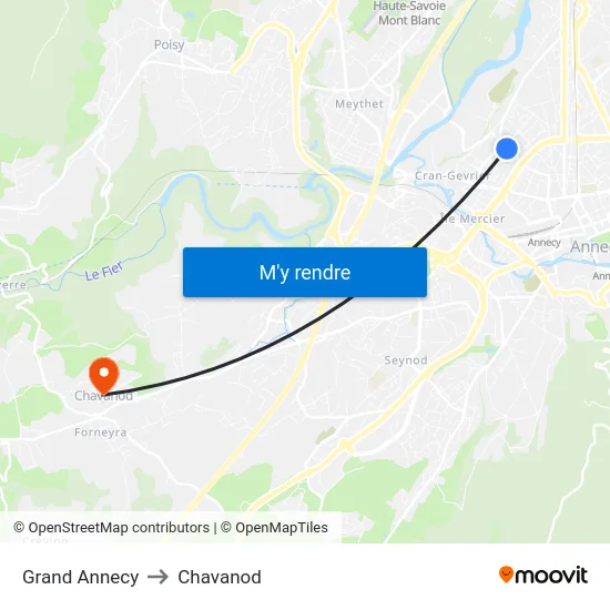 Grand Annecy to Chavanod map