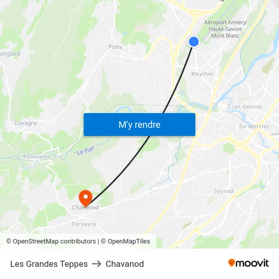 Les Grandes Teppes to Chavanod map