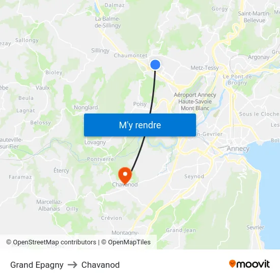 Grand Epagny to Chavanod map