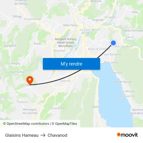 Glaisins Hameau to Chavanod map
