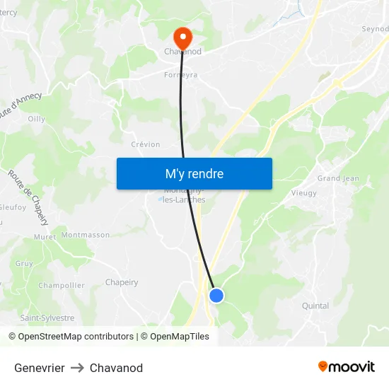 Genevrier to Chavanod map