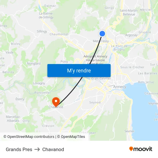 Grands Pres to Chavanod map