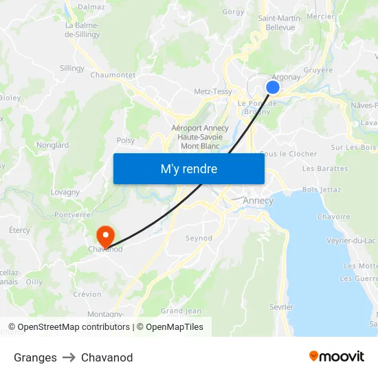 Granges to Chavanod map