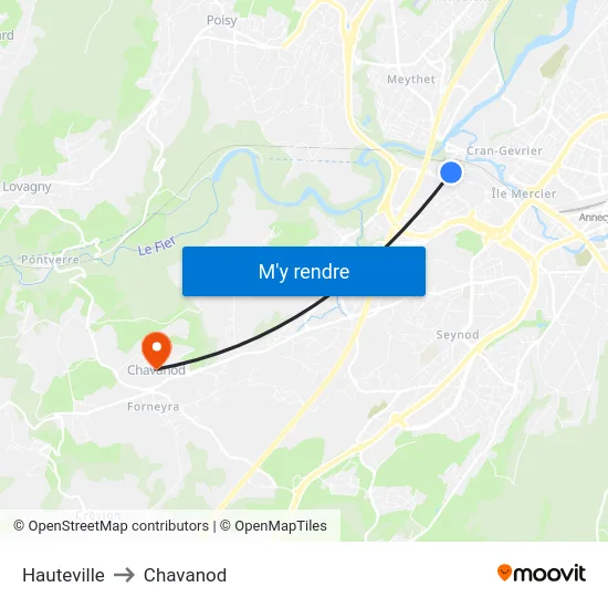 Hauteville to Chavanod map