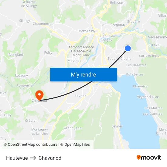 Hautevue to Chavanod map