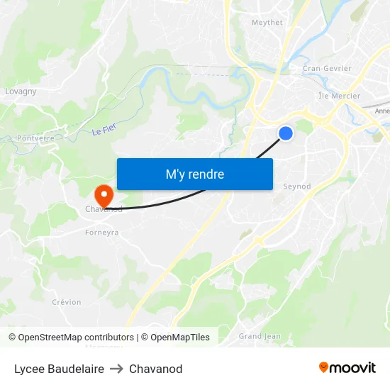 Lycee Baudelaire to Chavanod map