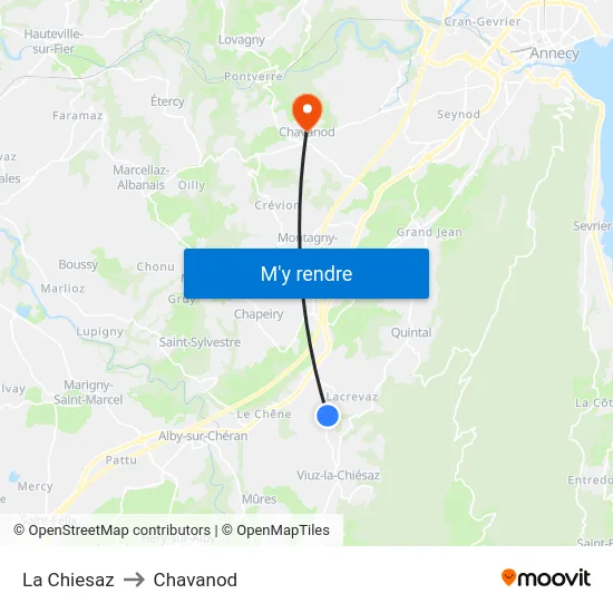 La Chiesaz to Chavanod map