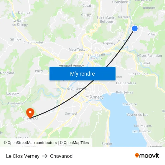 Le Clos Verney to Chavanod map