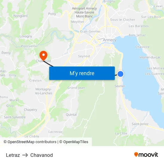 Letraz to Chavanod map
