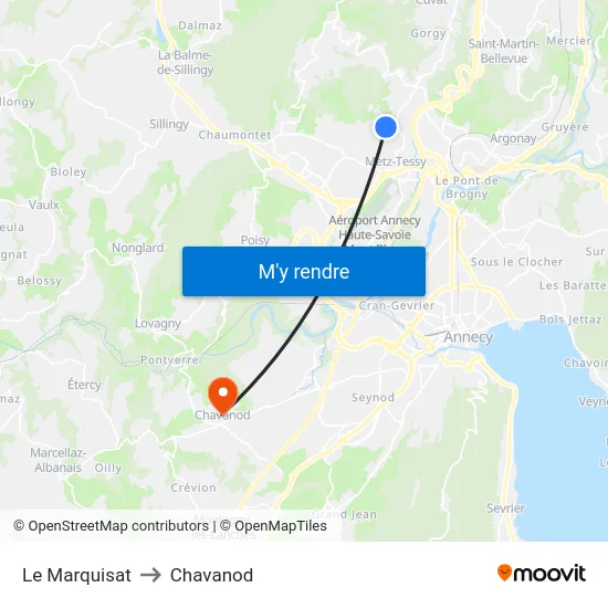 Le Marquisat to Chavanod map