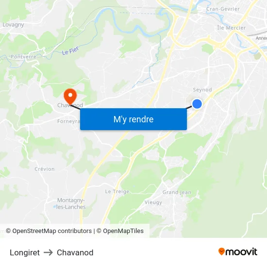 Longiret to Chavanod map