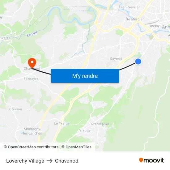 Loverchy Village to Chavanod map