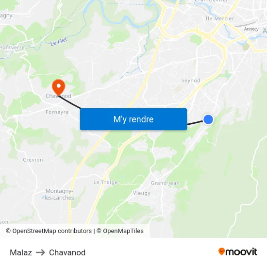 Malaz to Chavanod map