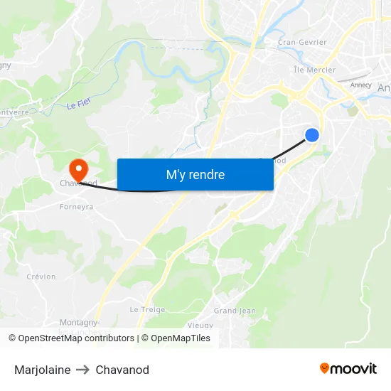 Marjolaine to Chavanod map