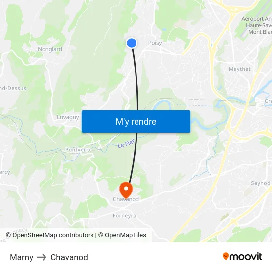 Marny to Chavanod map