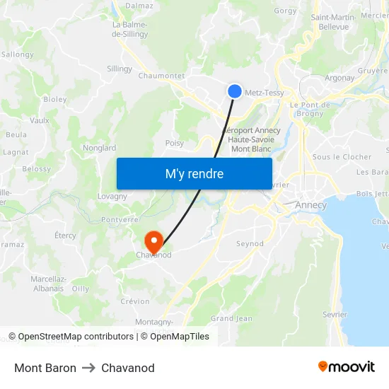Mont Baron to Chavanod map