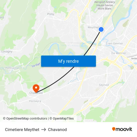Cimetiere Meythet to Chavanod map