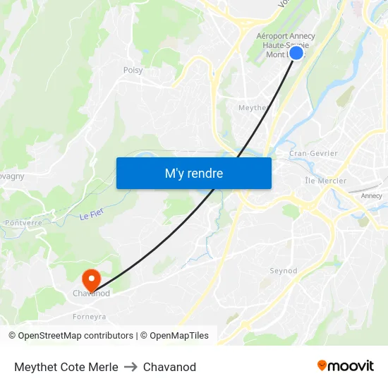 Meythet Cote Merle to Chavanod map