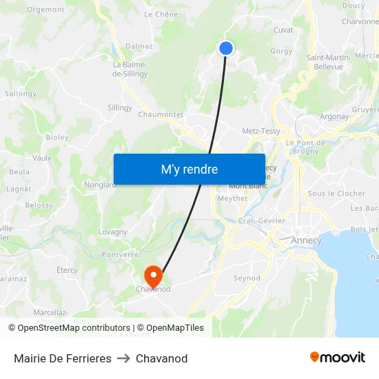 Mairie De Ferrieres to Chavanod map