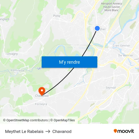 Meythet Le Rabelais to Chavanod map