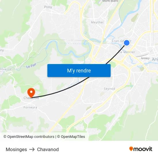 Mosinges to Chavanod map