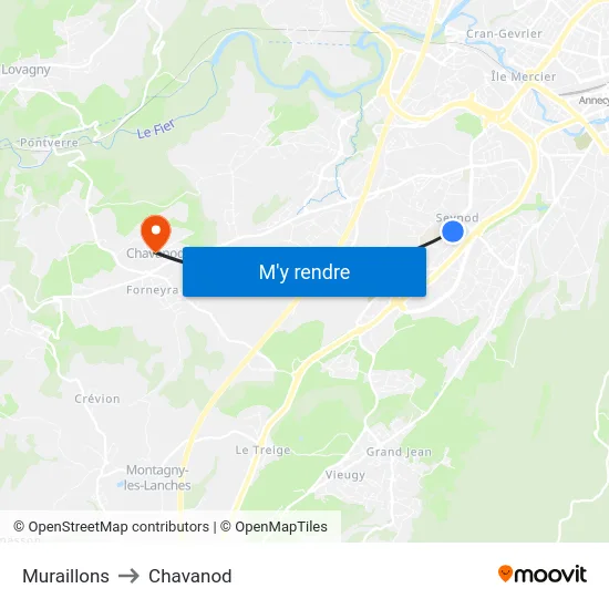 Muraillons to Chavanod map