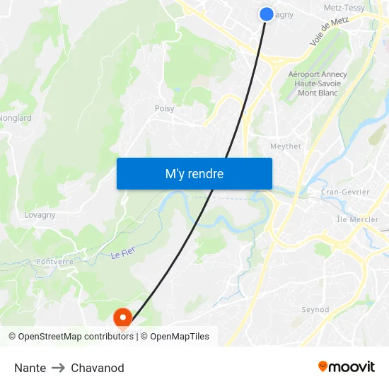 Nante to Chavanod map
