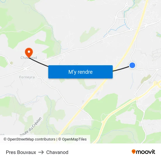 Pres Bouvaux to Chavanod map
