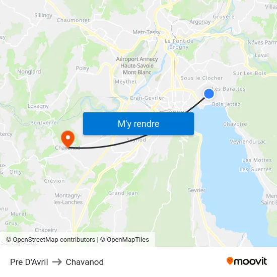 Pre D'Avril to Chavanod map
