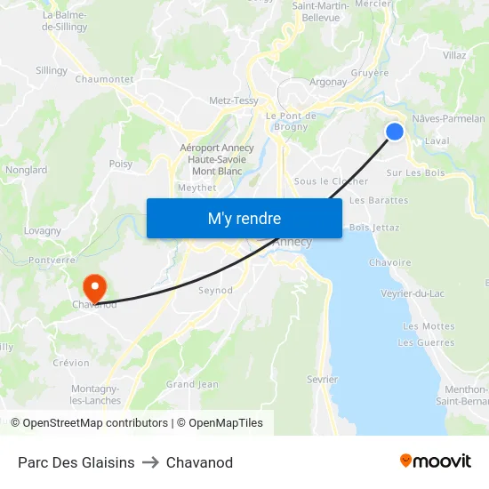 Parc Des Glaisins to Chavanod map
