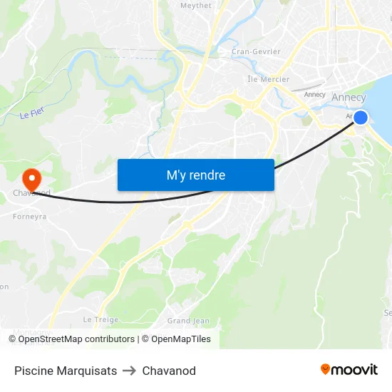 Piscine Marquisats to Chavanod map