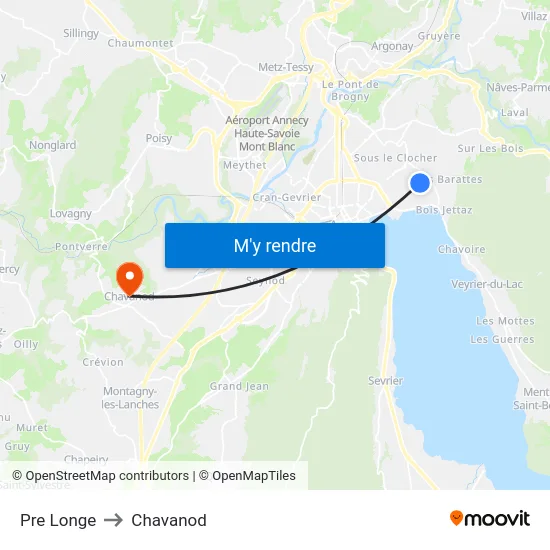 Pre Longe to Chavanod map