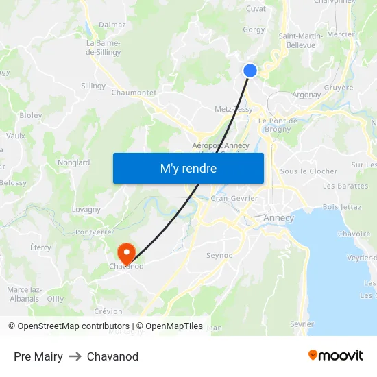 Pre Mairy to Chavanod map