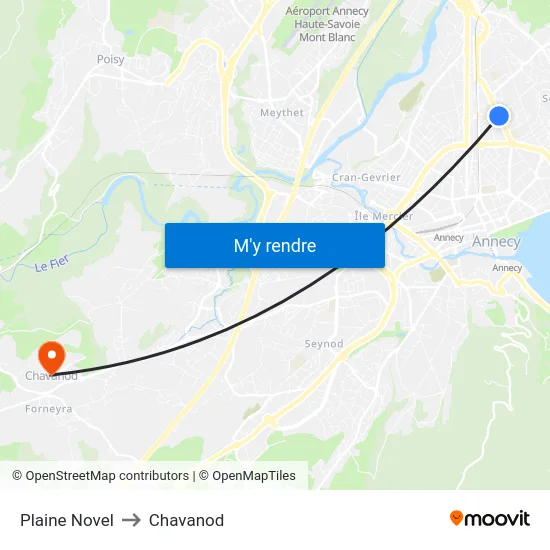 Plaine Novel to Chavanod map