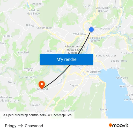 Pringy to Chavanod map