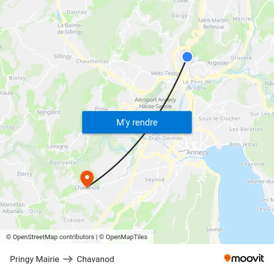 Pringy Mairie to Chavanod map