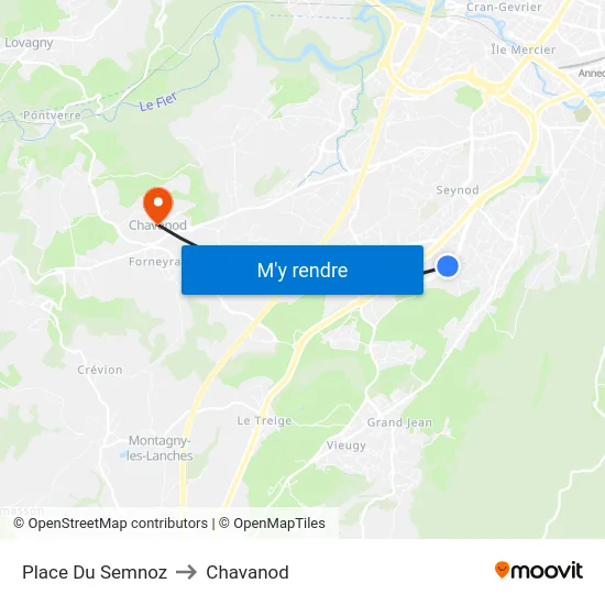 Place Du Semnoz to Chavanod map
