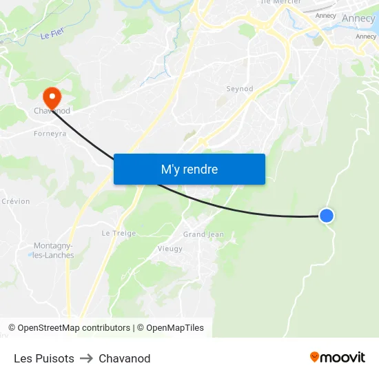 Les Puisots to Chavanod map