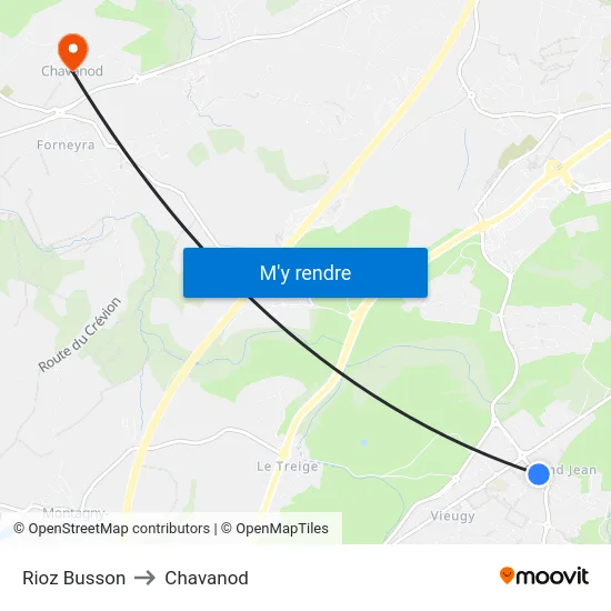 Rioz Busson to Chavanod map