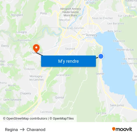 Regina to Chavanod map