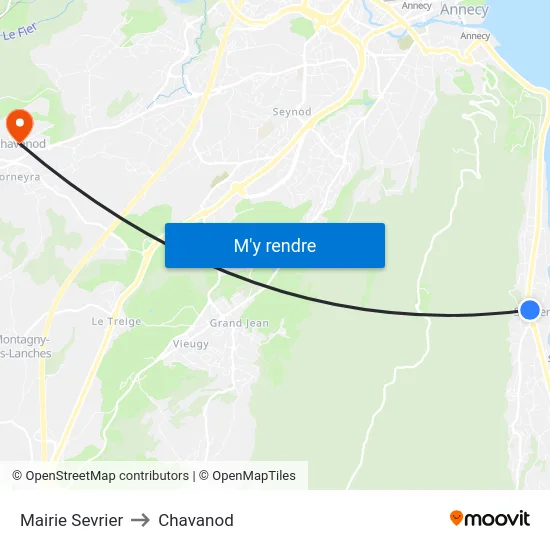 Mairie Sevrier to Chavanod map