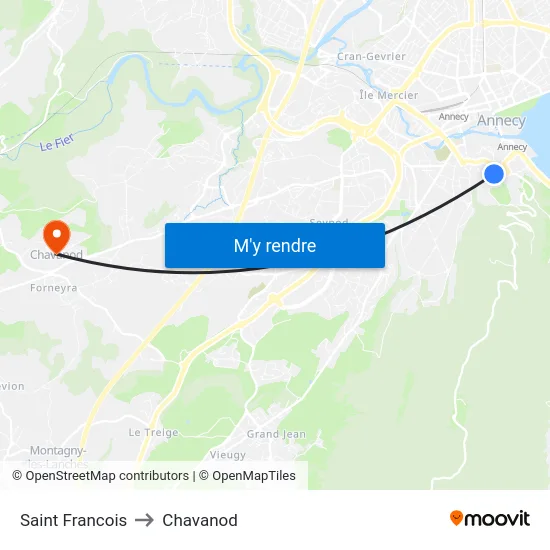 Saint Francois to Chavanod map