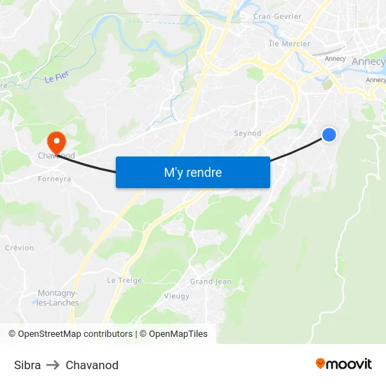 Sibra to Chavanod map