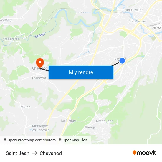 Saint Jean to Chavanod map