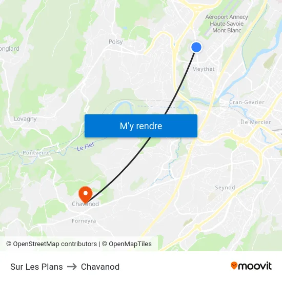 Sur Les Plans to Chavanod map
