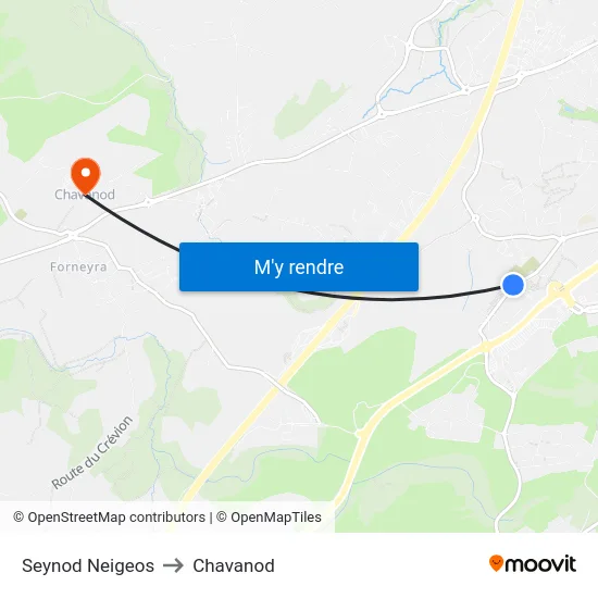 Seynod Neigeos to Chavanod map