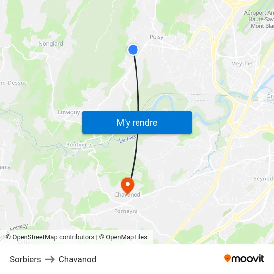 Sorbiers to Chavanod map