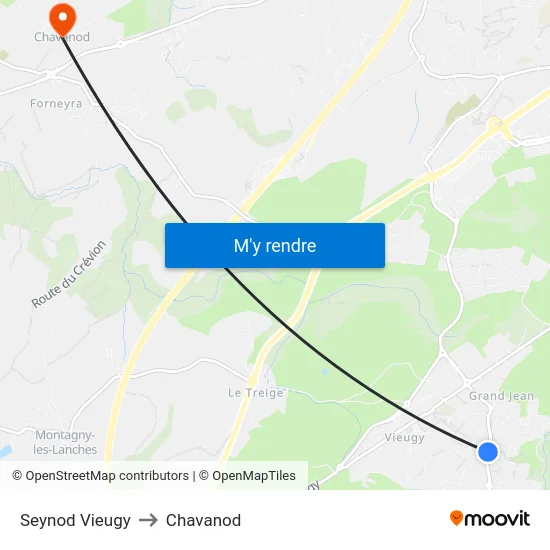 Seynod Vieugy to Chavanod map