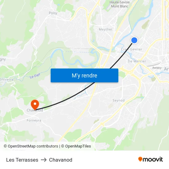 Les Terrasses to Chavanod map
