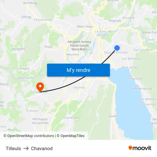 Tilleuls to Chavanod map